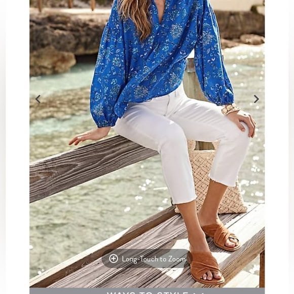 NWT J.Jill Denim High Rise Straight Leg Fringe Hem Crop White Sz 20 - Picture 13 of 13